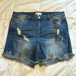 Eloquii Distressed Jean Shorts